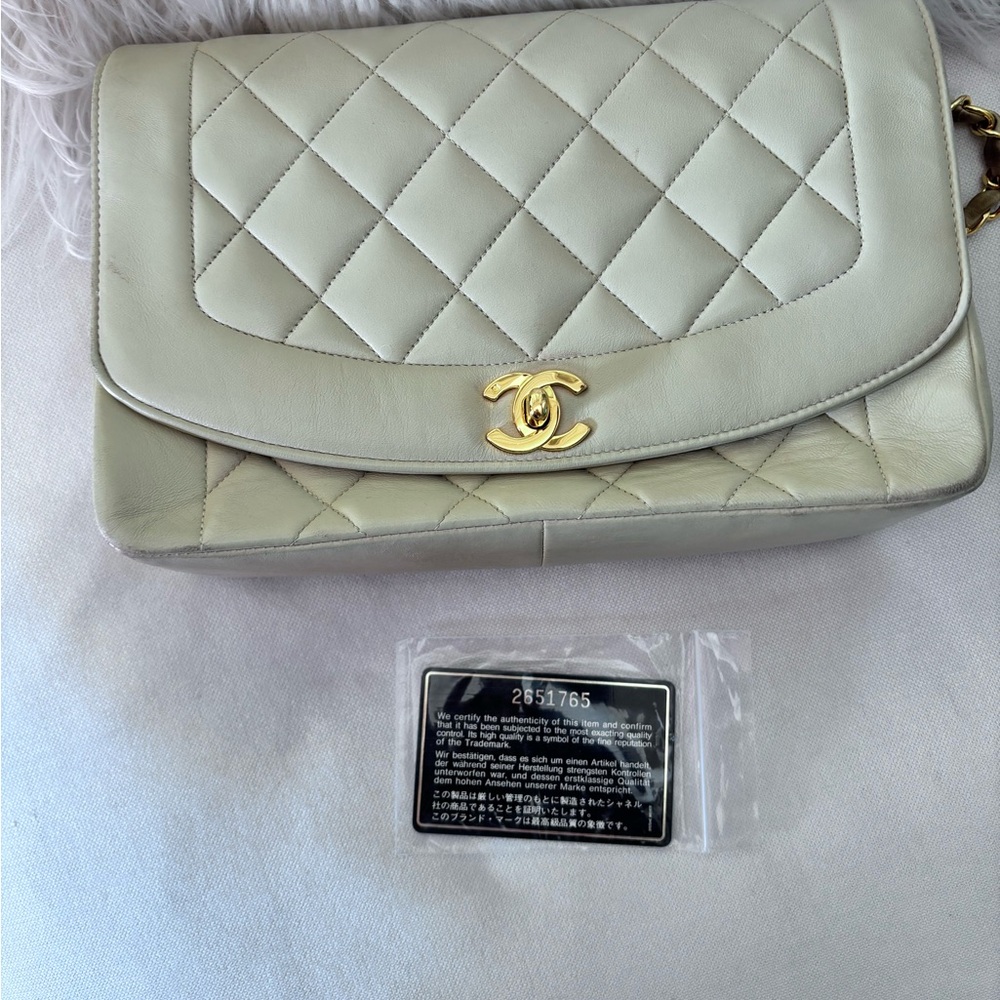 Chanel Cream Quilted Shoulder Bag with Iconic CC Logo